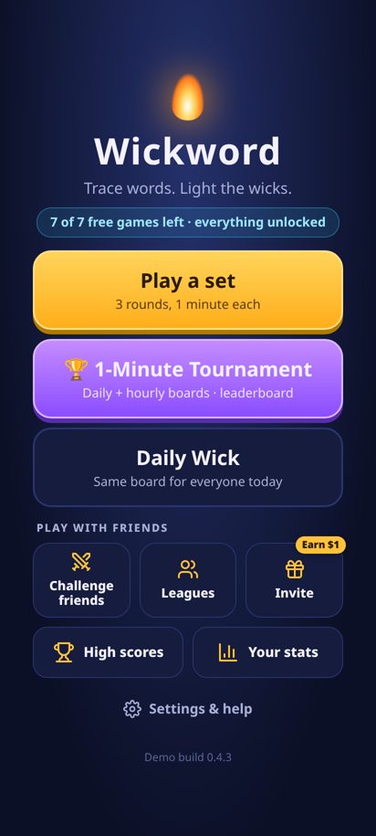 Wickword main menu